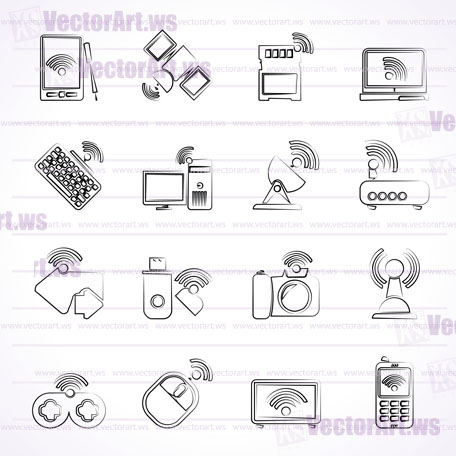Wireless and communications icons - vector icon set