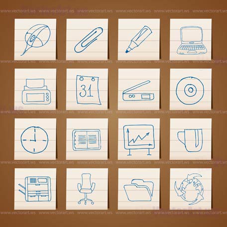 Office tools icons -  vector icon set