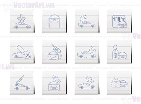 car and automobile service icon - vector icon set