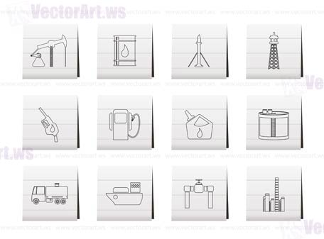 Oil and petrol industry icons - vector icon set