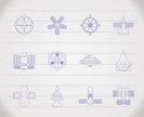 different kinds of future spacecraft icons - vector icon set