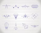 different types of Aircraft Illustrations and icons - Vector icon set 2