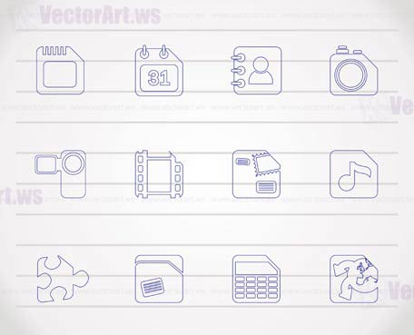 Mobile Phone, Computer and Internet Icons - Vector Icon Set