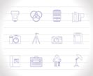 Photography equipment icons - vector icon set