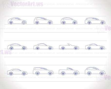 different types of cars icons - Vector icon set