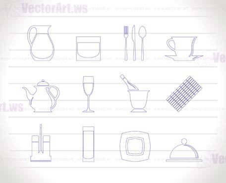 restaurant, cafe, bar and night club icons - vector icon set