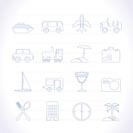 Travel, transportation, tourism and holiday icons - vector icon set