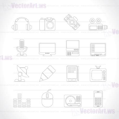 Media equipment icons - vector icon set