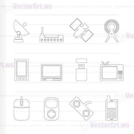 technology and communications icons - vector icon set