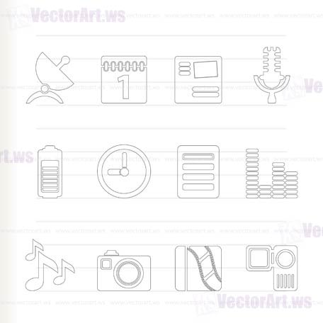 Mobile phone performance icons - vector icon set