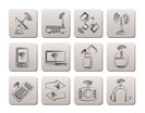 Wireless and communication technology icons - vector icon set