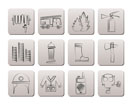 fire-brigade and fireman equipment icon - vector icon set