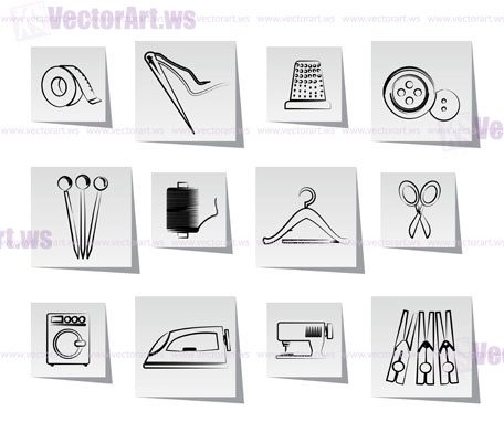 Textile objects and industry   icons - vector icon set