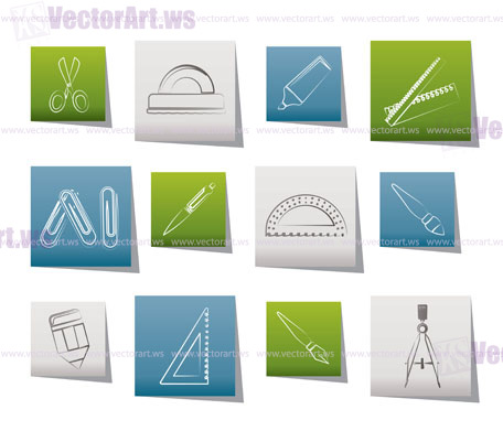 school and office tools icons- vector icon set