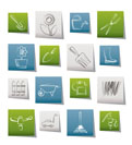 Garden and gardening tools and objects icons - vector icon set