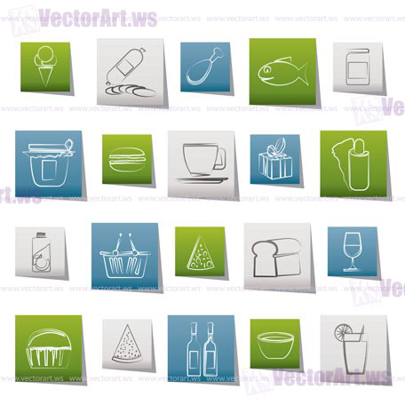 Shop and Foods Icons - Vector Icon Set