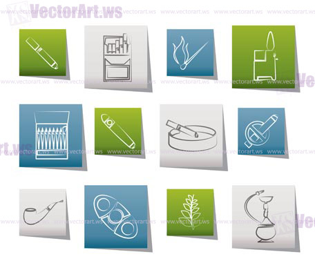 Smoking and cigarette icons - vector icon set