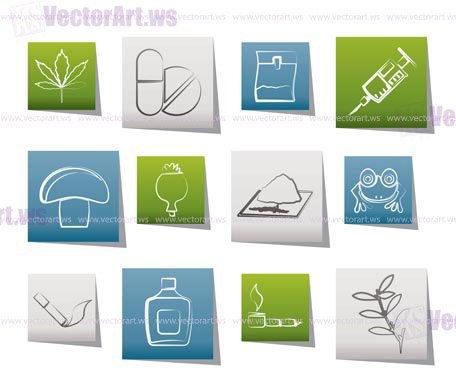 Different kind of drug icons - vector icon set