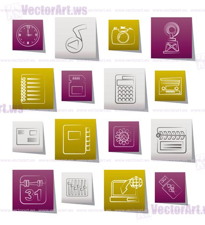 Phone Performance, Internet and Office Icons - Vector Icon Set