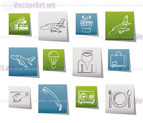 Airport and travel icons - vector icon set