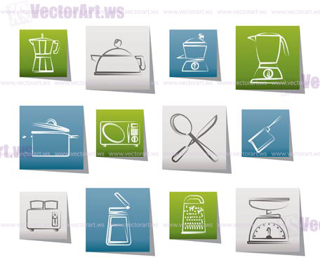 kitchen and household equipment icon - vector icon set