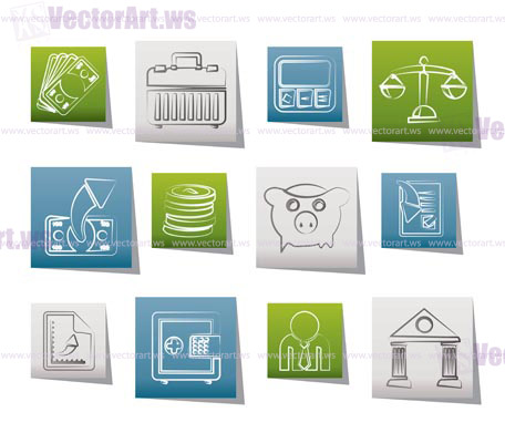 Bank, business and finance icons - vector icon set