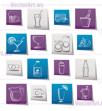 beverages and drink icons - vector  icon set