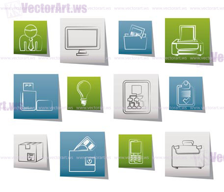 Business and office equipment icons - vector icon set