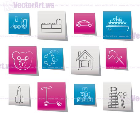 Different Kinds of Toys Icons - Vector Icon Set