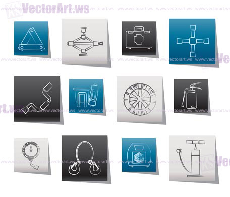 car and transportation equipment icons - vector icon set