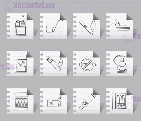 Smoking and cigarette icons - vector icon set