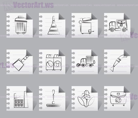 Cleaning Industry and environment Icons - vector icon set