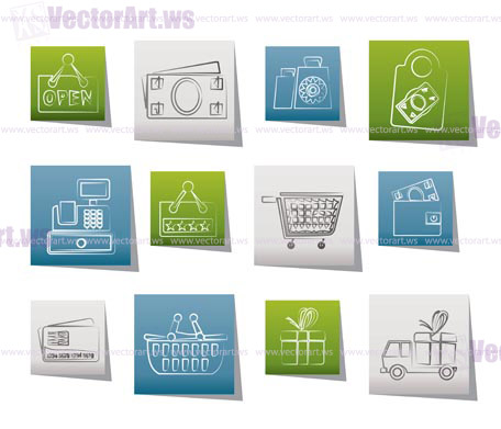 shopping and retail icons - vector icon set