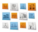 Business, factory and mill icons - vector icon set