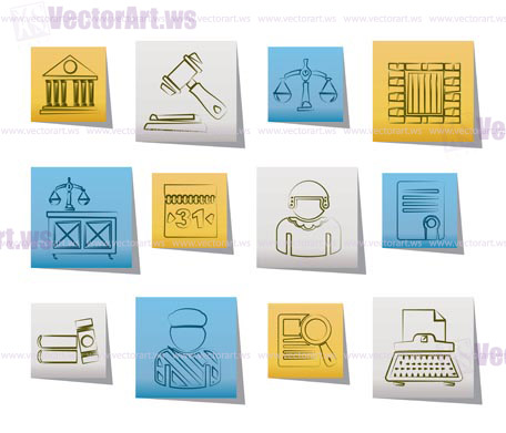 Justice and Judicial System icons - vector icon set