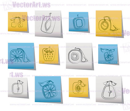 Abstract square fruit icons - vector icon set