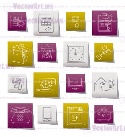 Business and office tools icons - vector icon set