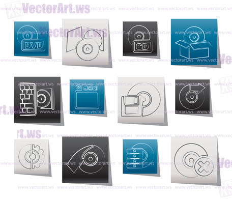 Computer Media and disk Icons - vector icon set