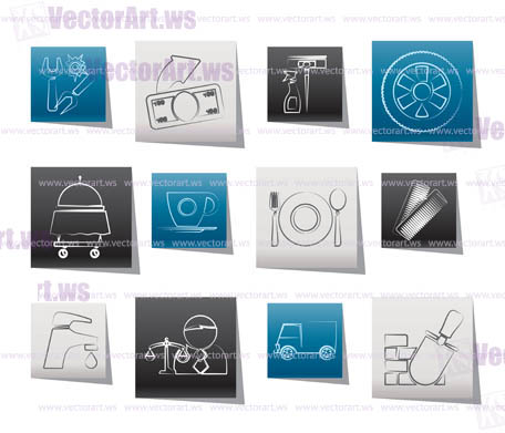 Services and business icons - vector icon set