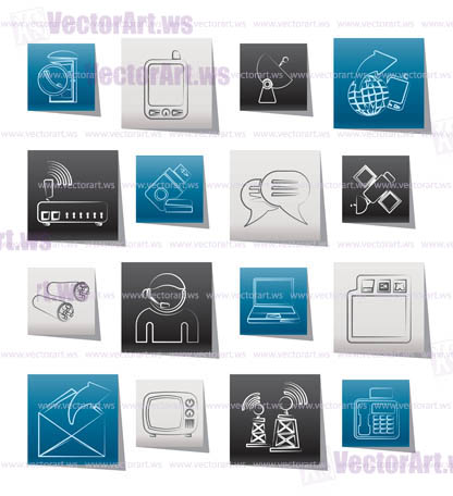 Communication, connection  and technology icons - vector icon set