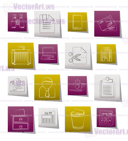 Business and office elements icons - vector icon set