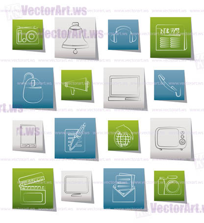 Communication and media icons - vector icon set