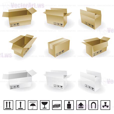 shipping box vector and Box Icon and Signs