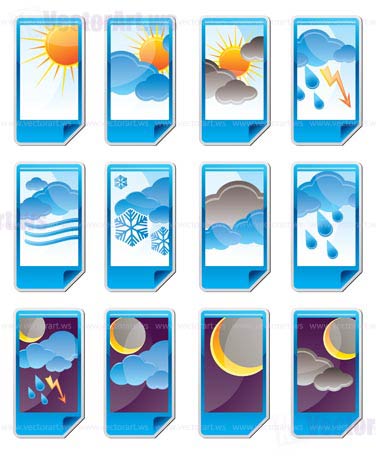 Weather and nature icons vector icon set