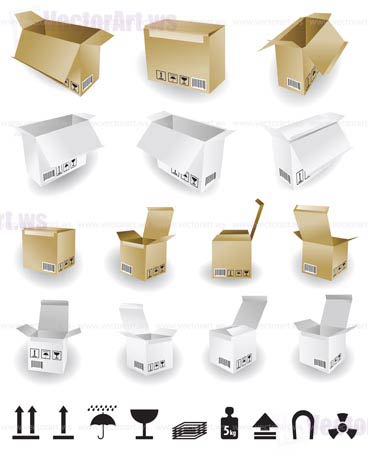 shipping box vector and Box Icon and Signs