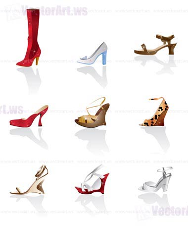 shoe and boot icons - vector icon set