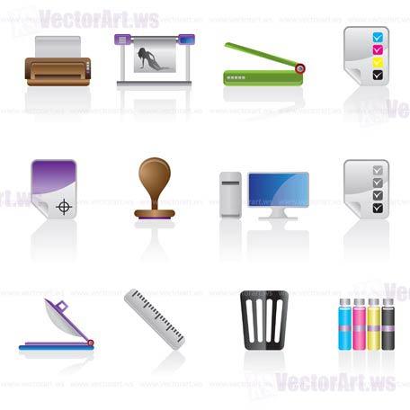 Print industry icons - vector icon set