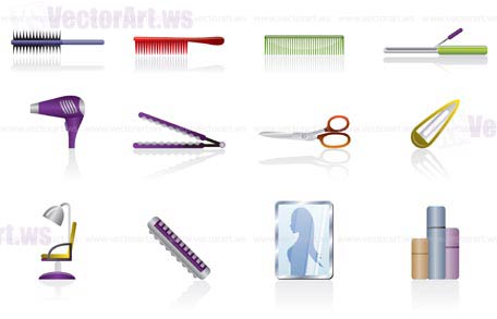 hairdressing, coiffure and make-up icons - vector Icon Set