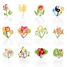 12 abstract flowers -vector icon