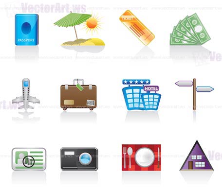 travel and trip icons - vector icon set